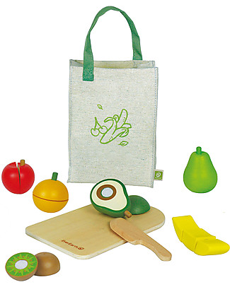 EverEarth Set di Frutta Assortita con Velcro - Legno Ecologico Cibo Giocattolo
