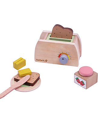 EverEarth Set per la Prima Colazione - Incoraggia l'Indipendenza - Legno Ecologico Cucine Giocattolo e Cibo Finto