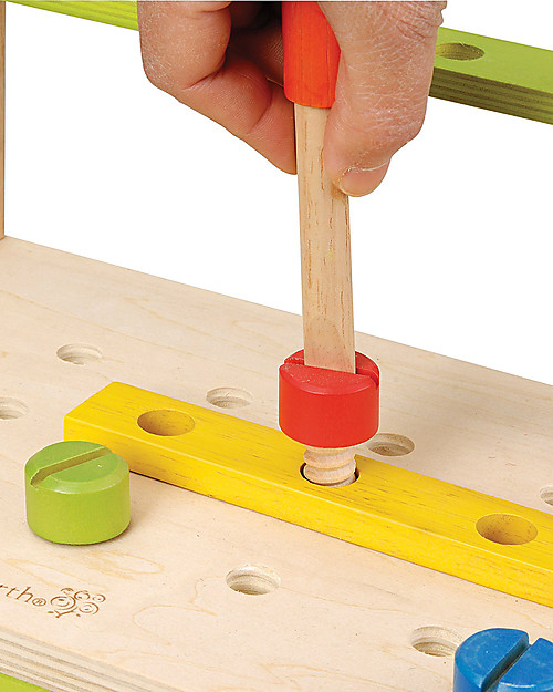 EverEarth Tavolo degli Attrezzi Giocattolo - Stimola la Manualità - Legno Certificato FSC! Attrezzi in Legno