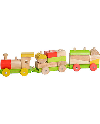 EverEarth Trenino in Blocchi - Gioco Motorio - Legno Certificato FSC! Macchine e Trenini in Legno