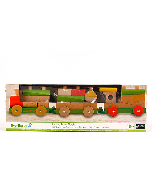 EverEarth Trenino in Blocchi - Gioco Motorio - Legno Certificato FSC! Macchine e Trenini  in Legno