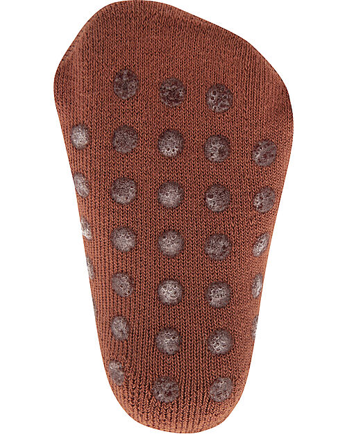 Ewers Calzini Antiscivolo - Cuori - Rosso Mattone - Cotone Bio GOTS Calzini Antiscivolo