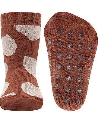 Ewers Calzini Antiscivolo - Cuori - Rosso Mattone - Cotone Bio GOTS Calzini