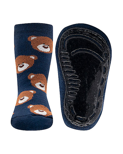 Ewers Calzini Antiscivolo - Orsetti - Blu Scuro - Cotone Bio GOTS Calzini Antiscivolo