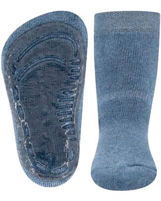 Ewers Calzini Antiscivolo SoftStep Uni - Jeans Melange - Cotone Bio GOTS Calzini Antiscivolo