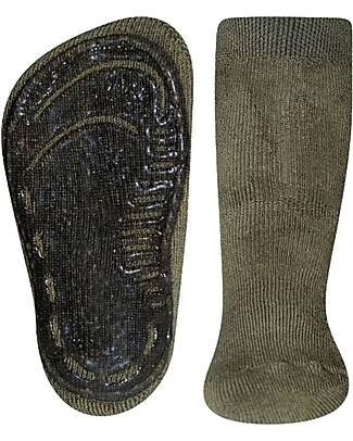 Ewers Calzini Antiscivolo SoftStep Uni - Verde oliva - Cotone Bio GOTS Calzini Antiscivolo
