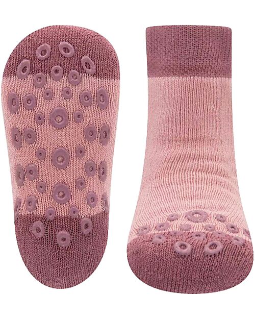 Ewers Calzini Antiscivolo Uni - Rosa Antico - Cotone Bio GOTS Calzini Antiscivolo