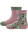 Ewers Calzini per Bambini - Fiori  - Verde/Rosa - Cotone Bio GOTS Calzini