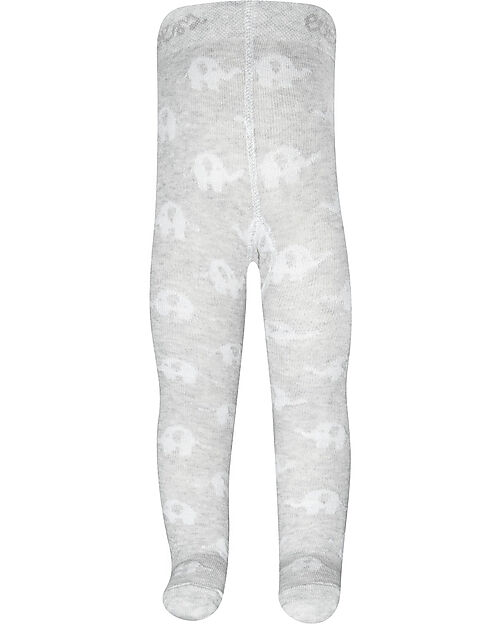 Ewers Collant In Cotone Bio Elasticizzato  - Elefanti - Grigio  -  Certificato GOTS Calze