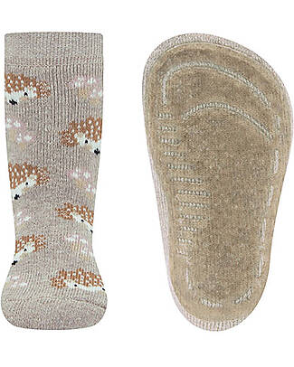 Ewers Non-Slip Socks - Hedgehog - Beige Melange - Cotton Antislip Socks
