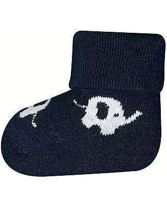 Ewers Set 3 Calzini Baby Elefante - Nero/Bianco - Cotone Bio GOTS Calzini