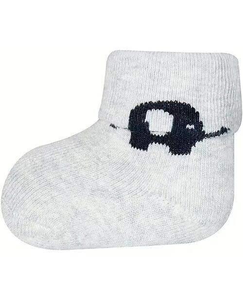 Ewers Set 3 Calzini Baby Elefante - Nero/Bianco - Cotone Bio GOTS Calzini