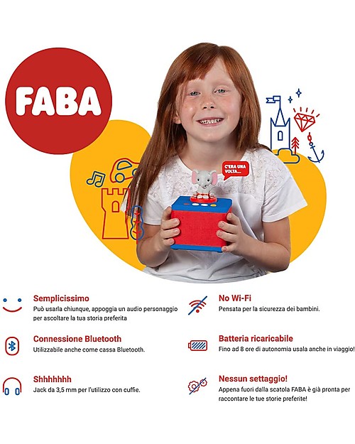 Faba Raccontastorie Faba Starter Set Blu - Include: Cassa Audio Bluetooth + Personaggio Sonoro Lettori Audio