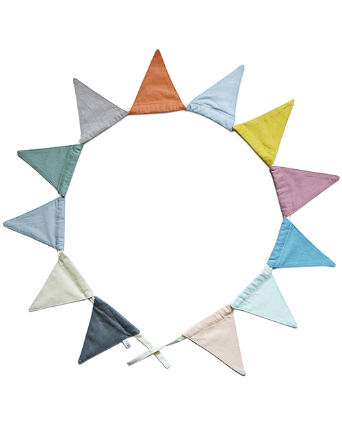 Fabelab Ghirlanda Soffice Bandierine Multicolore (1,5 m) - 100% Cotone Bio Decorazioni da Parete