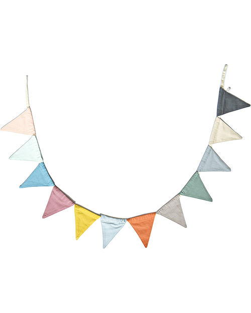 Fabelab Ghirlanda Soffice Bandierine Multicolore (1,5 m) - 100% Cotone Bio Decorazioni da Parete