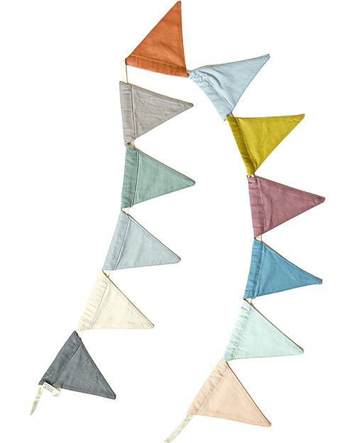 Fabelab Ghirlanda Soffice Bandierine Multicolore (1,5 m) - 100% Cotone Bio Decorazioni da Parete