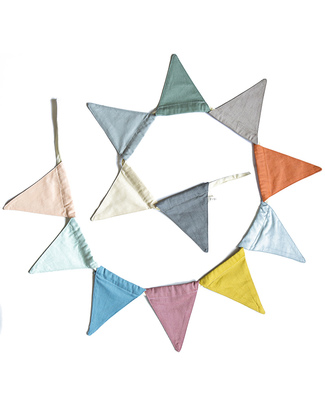 Fabelab Ghirlanda Soffice Bandierine Multicolore (1,5 m) - 100% Cotone Bio Festoni