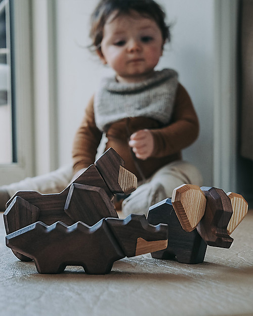 FableWood Mini Elefante 3D Magnetico da 2 Pezzi - Legno Sostenibile Animali in Legno