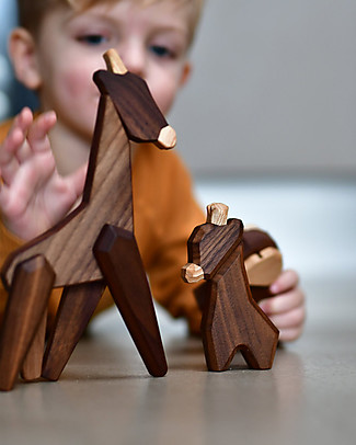 FableWood Mini Giraffa 3D Magnetica da 2 Pezzi - Legno Sostenibile Animali in Legno