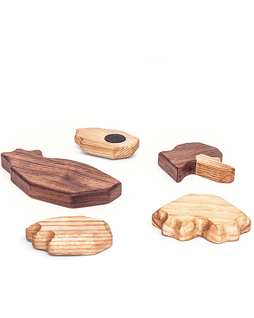 FableWood Papera 3D Magnetica da 5 Pezzi - Legno Sostenibile Animali in Legno
