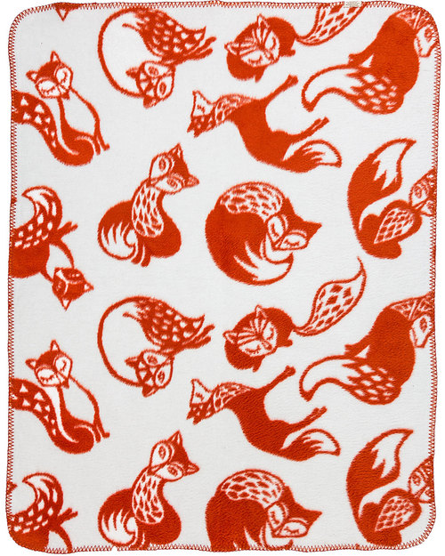 Fabulous Goose Baby Copertina Volpi - Arancio Doubleface - 100% Cotone Bio Spazzolato (Effetto Felpa: Morbido e caldo) 75 x 100 cm Swaddle di Mussola