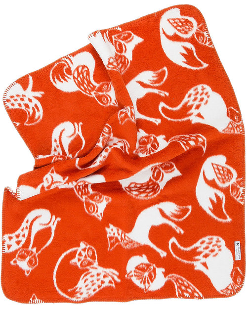Fabulous Goose Baby Copertina Volpi - Arancio Doubleface - 100% Cotone Bio Spazzolato (Effetto Felpa: Morbido e caldo) 75 x 100 cm Swaddle di Mussola
