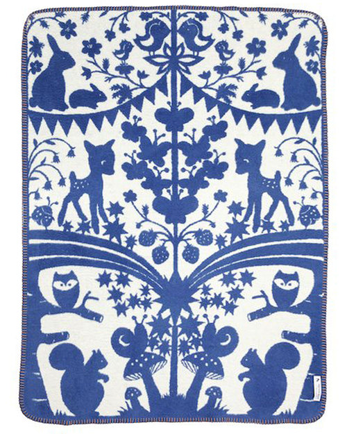 Fabulous Goose Copertina Fairytale Forest - Blu - 100% Cotone Bio Spazzolato (Effetto Felpa: Morbido e caldo) - 120x150 cm Swaddle di Mussola