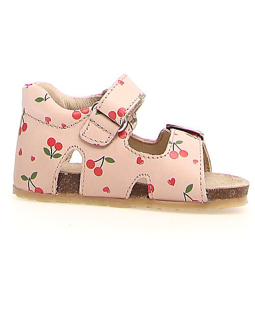Falcotto Sandalo Bea - in Pelle - Ciliegie - Cipria - Chiusura con Fibbia e Velcro Sandali