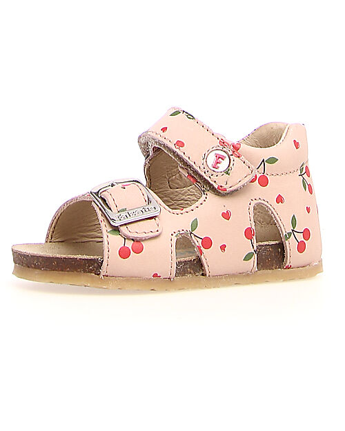 Falcotto Sandalo Bea - in Pelle - Ciliegie - Cipria - Chiusura con Fibbia e Velcro Sandali