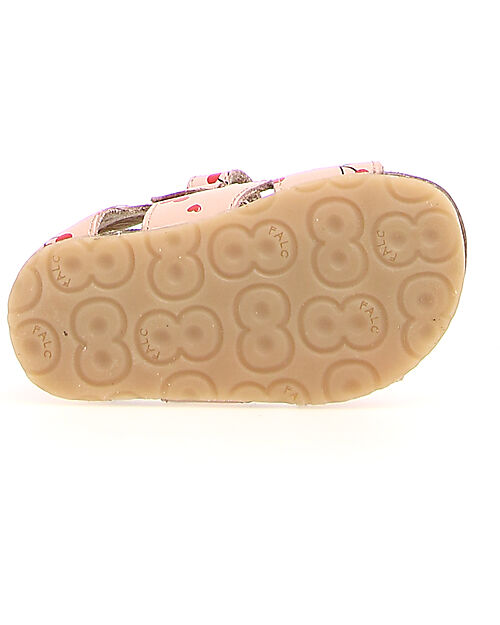 Falcotto Sandalo Bea - in Pelle - Ciliegie - Cipria - Chiusura con Fibbia e Velcro Sandali