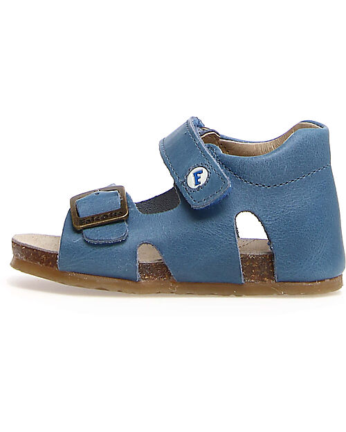 Falcotto Sandalo Bea Wax - in Pelle - Blu - Chiusura con Fibbia e Velcro Sandali