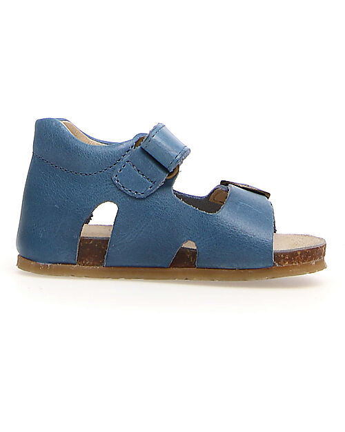 Falcotto Sandalo Bea Wax - in Pelle - Blu - Chiusura con Fibbia e Velcro Sandali