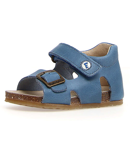 Falcotto Sandalo Bea Wax - in Pelle - Blu - Chiusura con Fibbia e Velcro Sandali