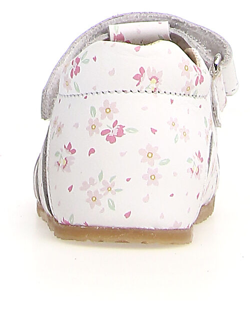Falcotto Sandalo Semi Chiuso Alby - in Pelle - Fiori - Bianco Sandali