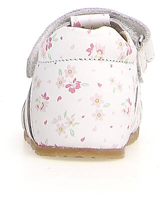 Falcotto Sandalo Semi Chiuso Alby - in Pelle - Fiori - Bianco Sandali