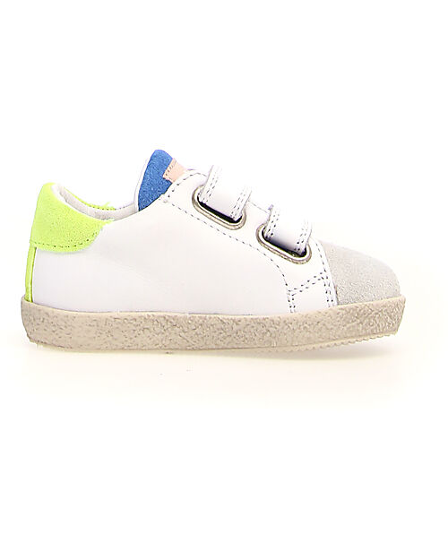 Falcotto Sneakers Alnoite Light - Bianco/Verde/Giallo Fluo - Pelle Spazzolata e Suede Sneakers