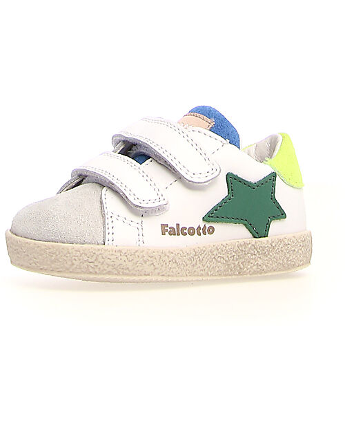 Falcotto Sneakers Alnoite Light - Bianco/Verde/Giallo Fluo - Pelle Spazzolata e Suede Sneakers
