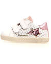 Falcotto Sneakers Alnoite - Pelle Traforata - Bianco e Rosa - Patch con Glitter Sneakers