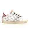 Falcotto Sneakers Alnoite - Pelle Traforata - Bianco e Rosa - Patch con Glitter Sneakers