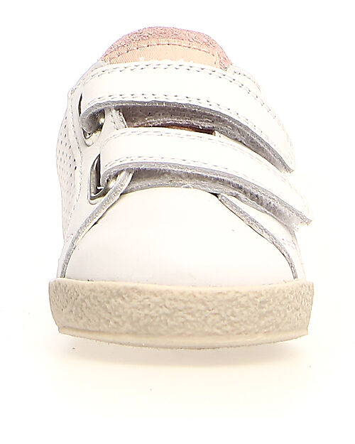 Falcotto Sneakers Alnoite - Pelle Traforata - Bianco e Rosa - Patch con Glitter Sneakers