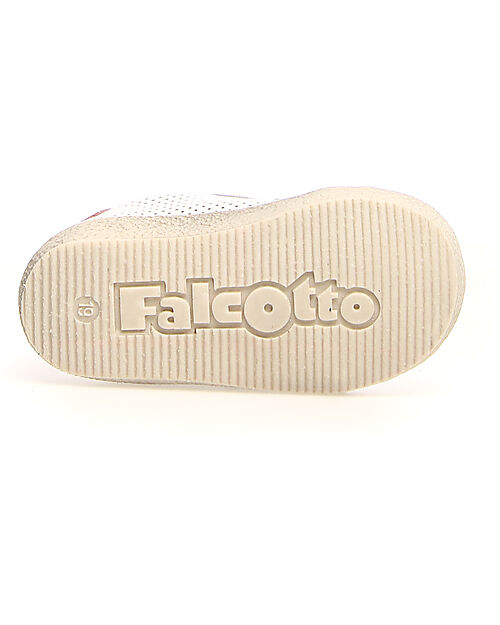 Falcotto Sneakers Alnoite - Pelle Traforata - Bianco e Rosa - Patch con Glitter Sneakers