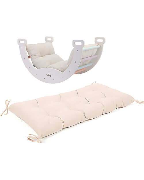 Family Nation Arco Montessori Rainbow - Cotton Candy + Cuscino + Scivolo/Rampa Rainbow 2 in 1 - Sviluppa Equilibrio e Agilità Giochi Montessoriani