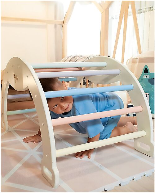 Family Nation Arco Montessori Rainbow - Cotton Candy + Cuscino - Sviluppa Equilibrio e Agilità Giochi Montessoriani