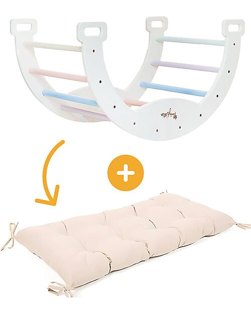 Family Nation Arco Montessori Rainbow - Cotton Candy + Cuscino - Sviluppa Equilibrio e Agilità Giochi Montessoriani