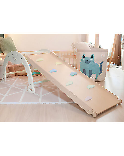 Family Nation Arco Montessori Rainbow - Cotton Candy + Scivolo/Rampa Rainbow 2 in 1 - Sviluppa Equilibrio e Agilità Giochi Montessoriani