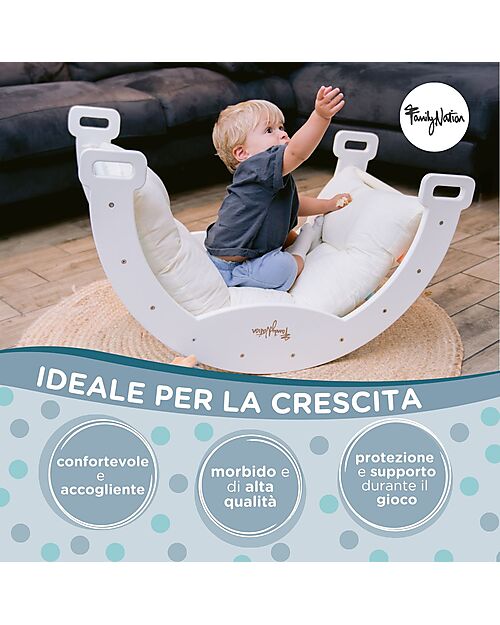 Family Nation Arco Montessori Rainbow - Sunny Beach + Cuscino + Scivolo/Rampa Rainbow 2 in 1 - Sviluppa Equilibrio e Agilità Giochi Montessoriani