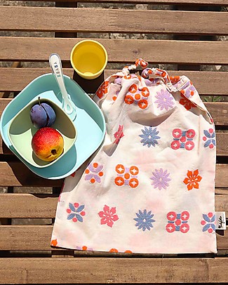 Family Nation Bavaglino con Elastico - Reversibile - Fantasia Floreale - 100% Sostenibile e Made in Toscana - Perfetti per l'Asilo! Bavagli con Elastico