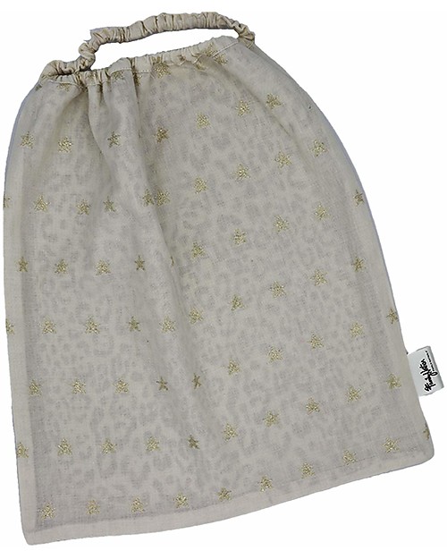 Family Nation Bavaglino con Elastico - Reversibile - Leopardato e Stelle Oro - 100% Sostenibile e Made in Toscana - Perfetti per l'Asilo! Bavagli con Elastico