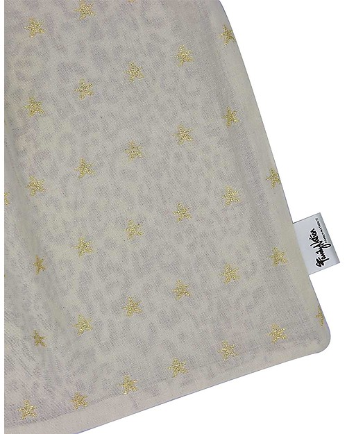 Family Nation Bavaglino con Elastico - Reversibile - Leopardato e Stelle Oro - 100% Sostenibile e Made in Toscana - Perfetti per l'Asilo! Bavagli con Elastico