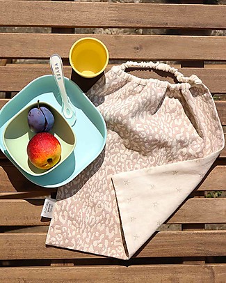 Family Nation Bavaglino con Elastico - Reversibile - Leopardato e Stelle Oro - 100% Sostenibile e Made in Toscana - Perfetti per l'Asilo! Bavagli con Elastico
